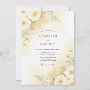 Invitation Noces au Pivoine à Crème au Beurre