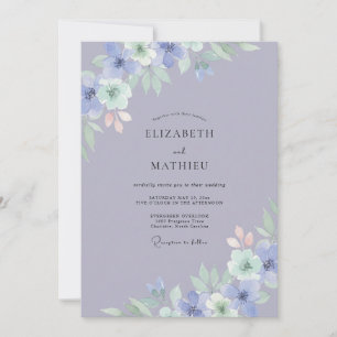 Invitation Noces au Pivoine Ardoise Bleuet