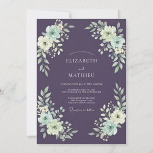 Invitation Noces au plum poussiéreux bleu Ranunculus Eucalypt