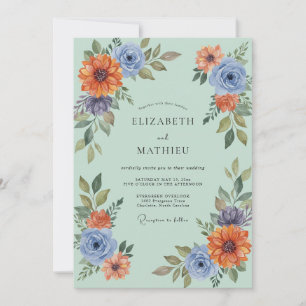 Invitation Noces Automnales Pittoresques Vert Mousse