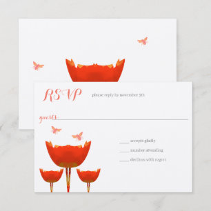 Invitation Noces aux Coquelicots Orange et Bourdons