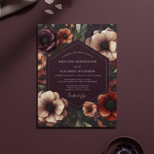 Invitation Noces botaniques romantiques à l'anémone pourgée