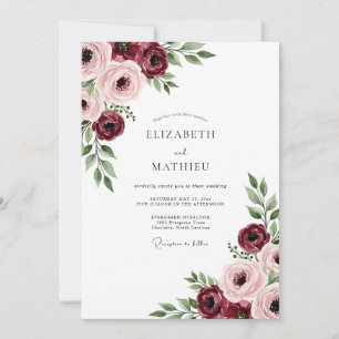Invitation Noces Classiques avec une Touche de Bourgogne