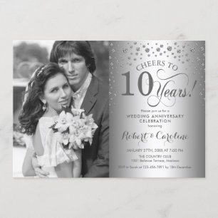 Invitation Noces d'argent 10ème anniversaire de mariage avec 