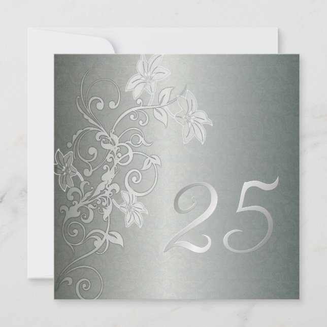 Invitation Noces d'argent  25 Ans Élégance Damassée (Devant)