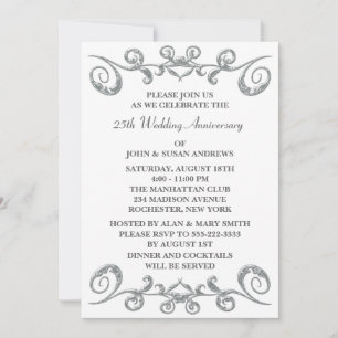 Invitation Noces d'argent 25e anniversaire de mariage