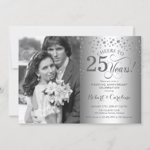 Invitation Noces d'argent 25e anniversaire de mariage avec ph