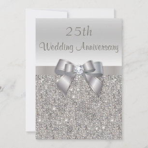 Invitation Noces d'argent 25e Anniversaire de Mariage Sequins
