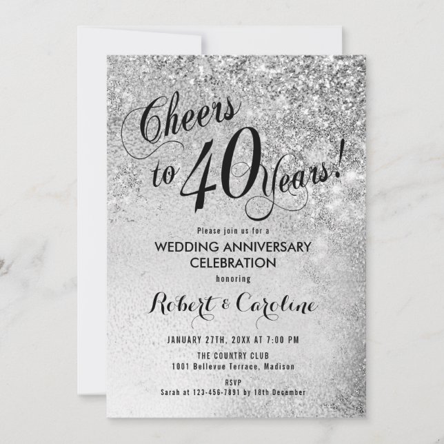 Invitation Noces d'argent 40e anniversaire de mariage (Devant)