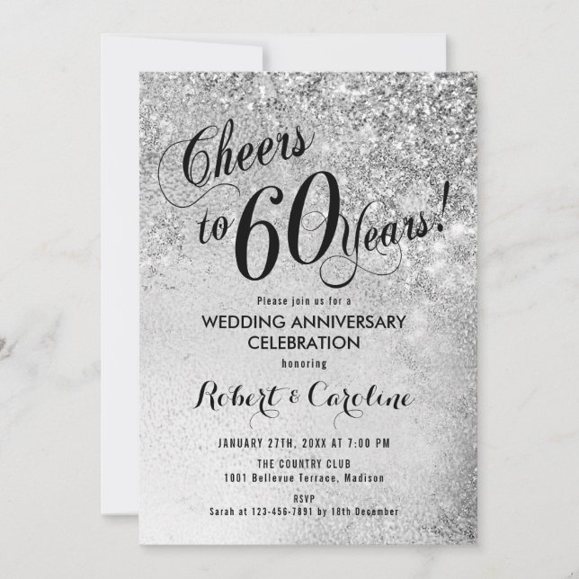 Invitation Noces d'argent de 60e anniversaire de mariage (Devant)