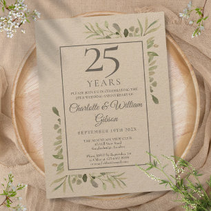 Invitation Noces d'argent Rustique 25e Anniversaire de Mariag