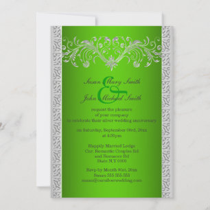 Invitation Noces d'argent vert floral