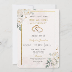 Invitation Noces de blanc 50 ans de mariage