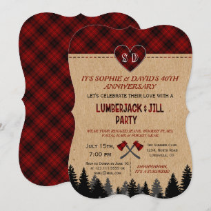 Invitation Noces de bois de LumberJack et Jill 40e anniversai