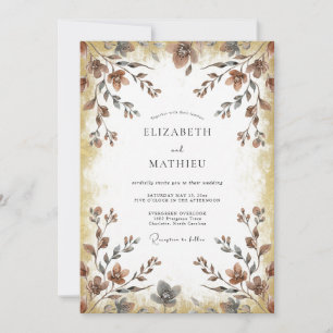 Invitation Noces de cuivre bronze Leaf