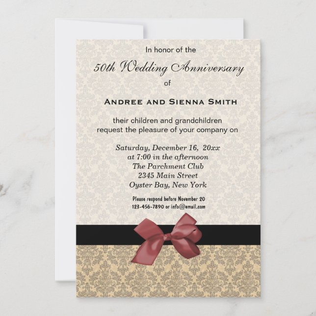 Invitation Noces de Damas 50e Anniversaire de Mariage (Devant)