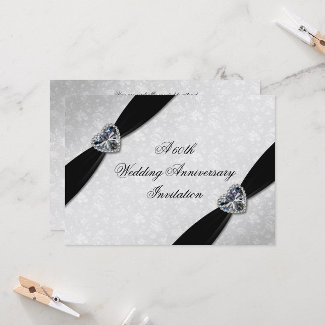 Invitation Noces de damas 60e anniversaire de mariage (Devant/Arrière en situation)