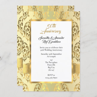 Invitation Noces de damas or 50 ans de mariage