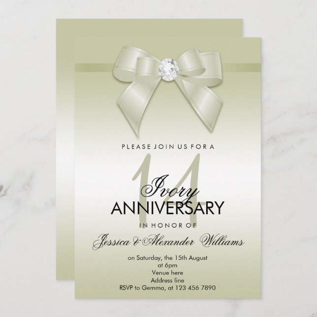 Invitation Noces de dentelle 14e anniversaire de mariage (Devant / Derrière)