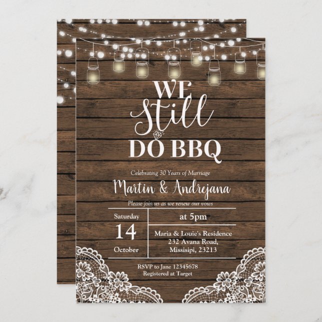 Invitation Noces de dentelle Nous faisons toujours l'annivers (Devant / Derrière)