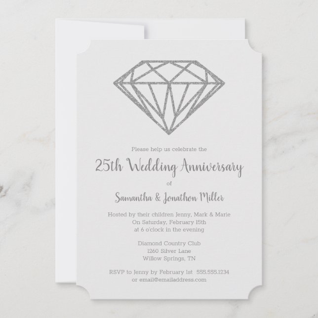 Invitation Noces de diamant 60e anniversaire de mariage (Devant)
