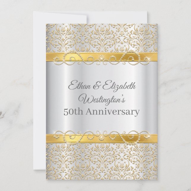 Invitation Noces de diamant argent et or 50e anniversaire de  (Devant)