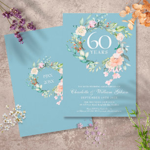 Invitation Noces de diamant Country Roses Floral