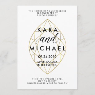 Invitation Noces de diamant géométriques d'or moderne minimal