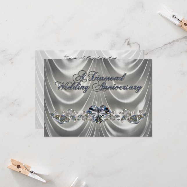 Invitation Noces de diamant pour les 60 ans de mariage (Devant/Arrière en situation)