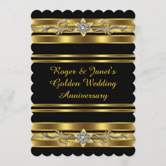Invitation Noces de diamants d'or Élégant 50e anniversaire de
