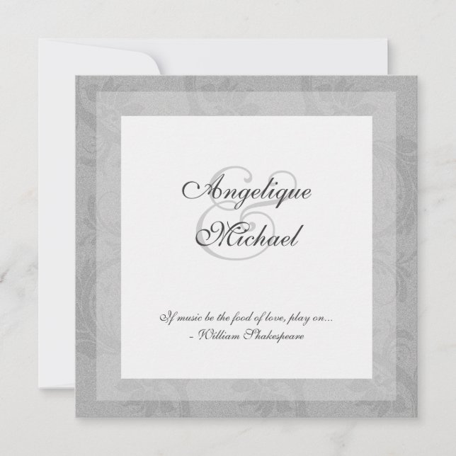 Invitation Noces de gris argent engagement anniversaire de ma (Devant)