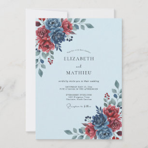 Invitation Noces de la Fleur Écarlate en Acier
