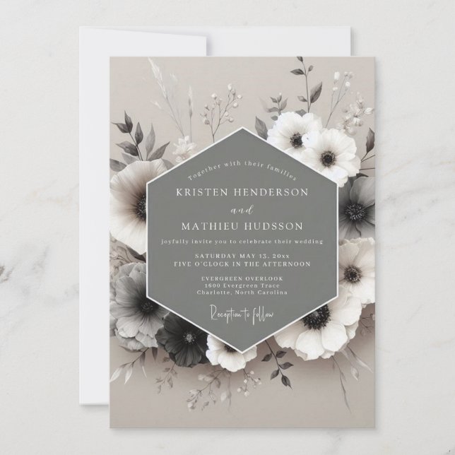 Invitation Noces de l'Anémone en Étain (Devant)