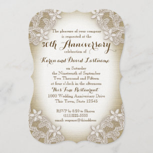 Invitation Noces de Mariage 50 Ans Héritage de Campagne