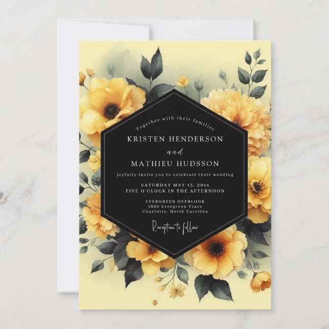 Invitation Noces de Mariage Ardoise Marigold (Devant)