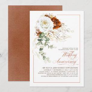 Invitation Noces de mariage florales en terre cuite et blanc