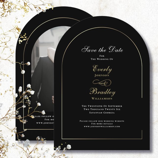 Invitation Noces de Mariage Or Noir Arch Blanc Enregistrer la (Créateur téléchargé)