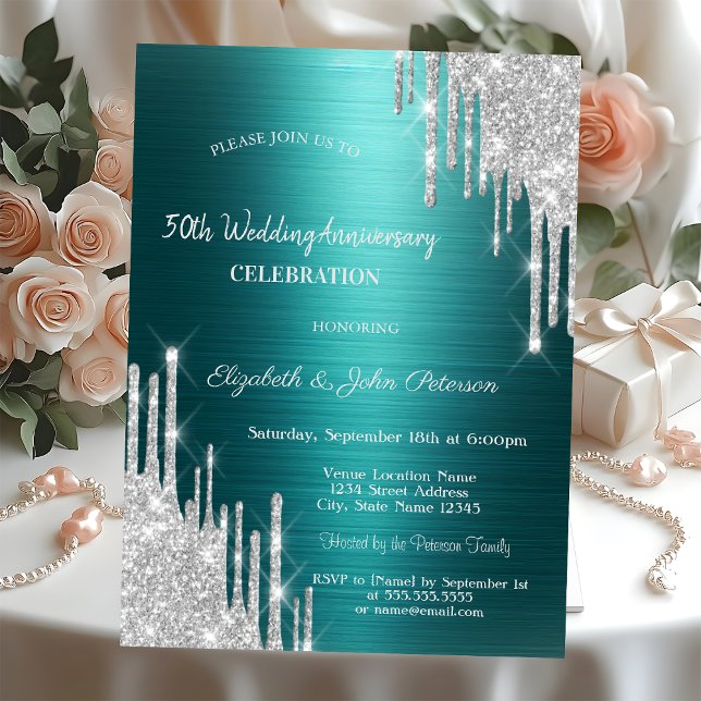 Invitation Noces de Mariage Paillettes Vertes (Créateur téléchargé)