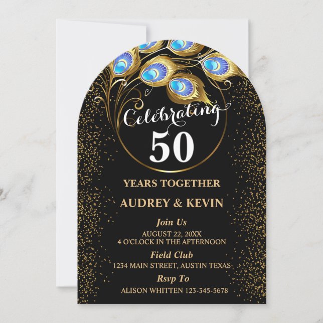 Invitation Noces de Peacock à 50 ans de mariage (Devant)