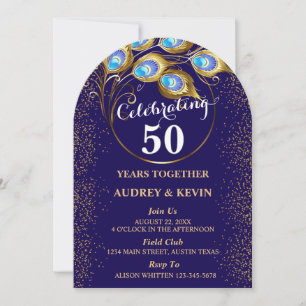 Invitation Noces de Peacock à 50 ans de mariage