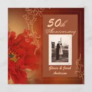 Invitation Noces de Peonie Rouge 50 ans de mariage