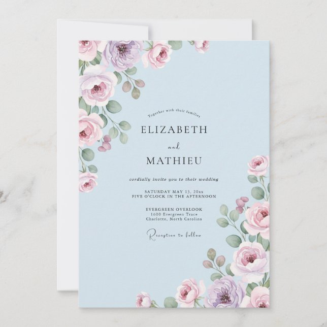 Invitation Noces de Pervenche Flore Chuchotante (Devant)