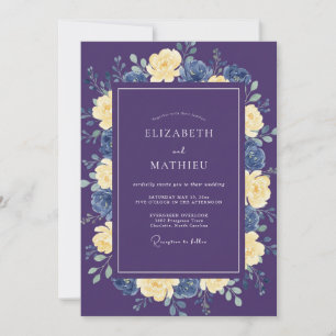Invitation Noces de Pivoine Antique Crème Prune