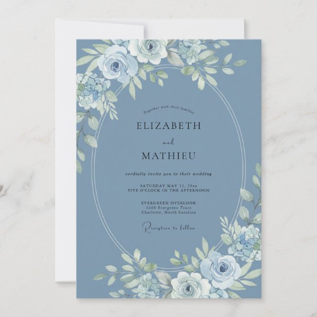 Invitation Noces de Pivoine Blanche sur Ardoise (Devant)