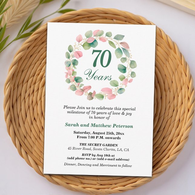 Invitation Noces de platane 70ème anniversaire de mariage (Créateur téléchargé)