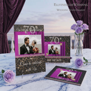 Invitation Noces de platine et perles 70e anniversaire de mar