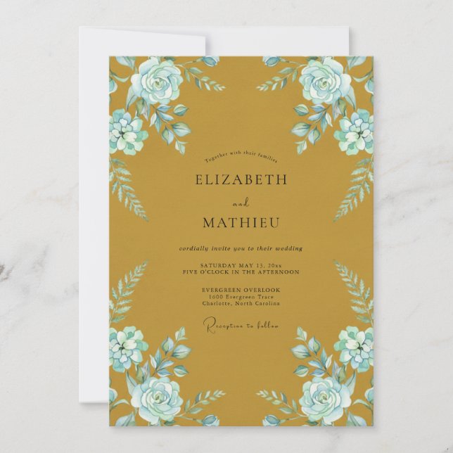 Invitation Noces de Renoncule Fleur de Maïs Moutarde Eucalypt (Devant)