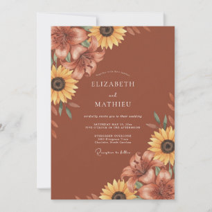 Invitation Noces de romance florale en terre cuite