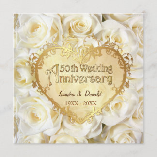 Invitation Noces de Rose Blanche 50ème Anniversaire de Mariag