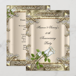 Invitation Noces de rose or beige 50e anniversaire de mariage